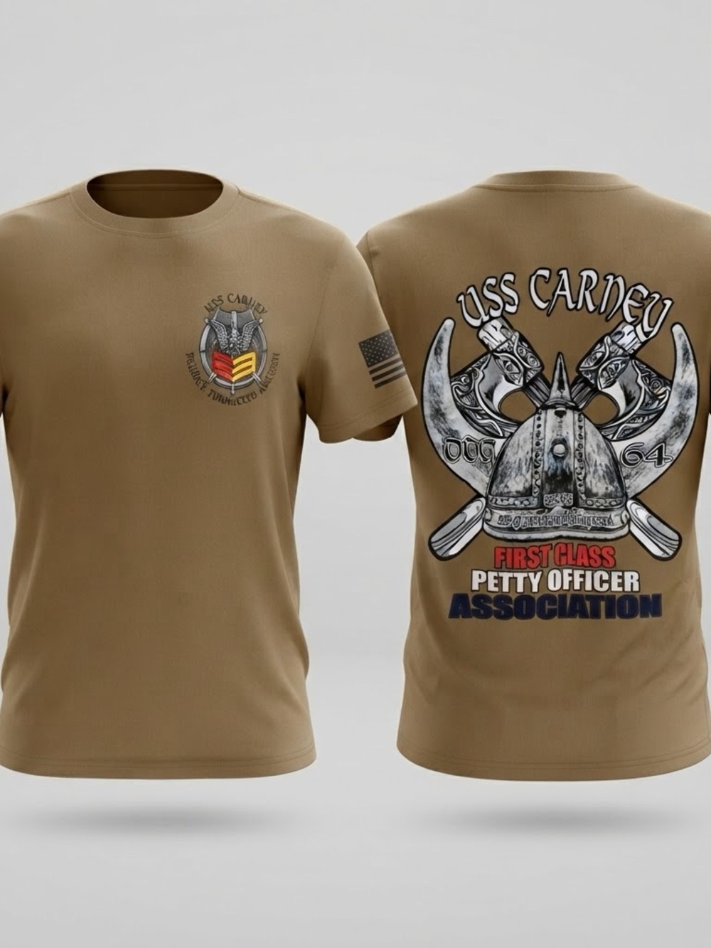 USS Carney DDG-64 First Class Petty Officer Association Navy T-Shirt Large Brown